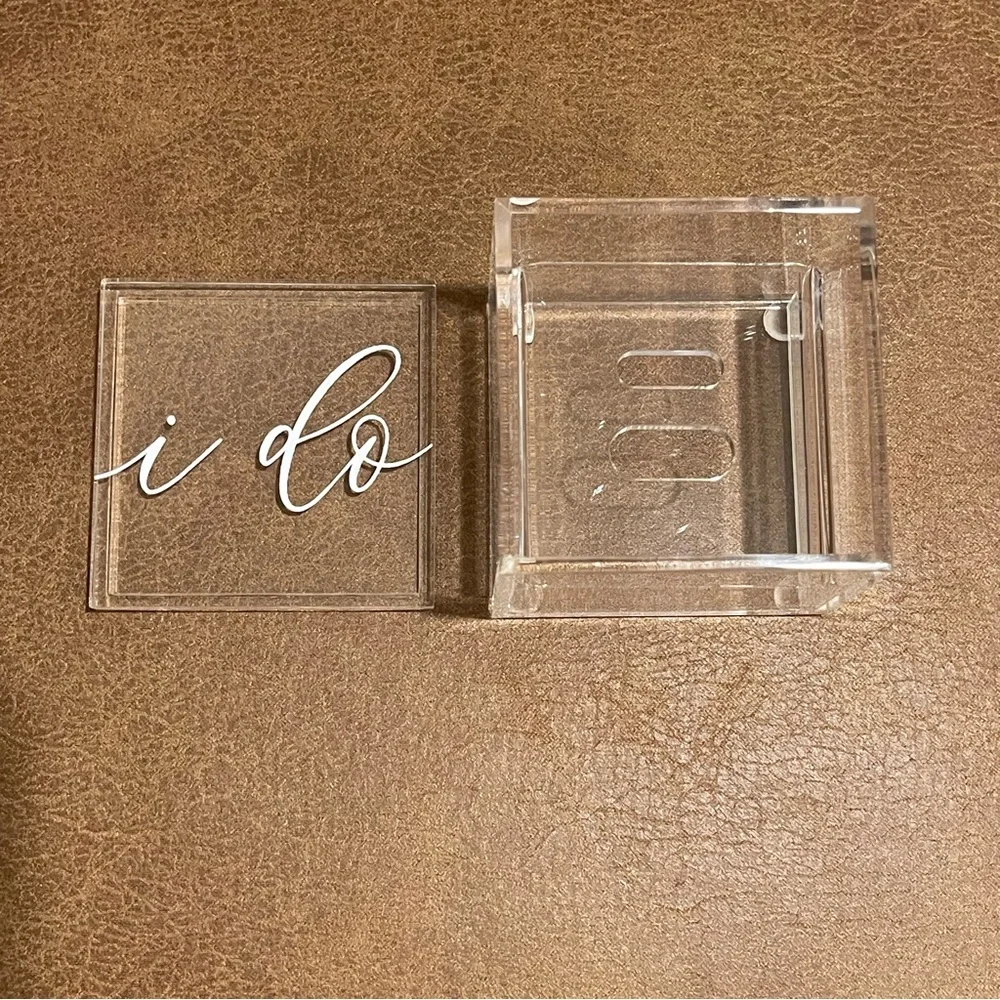 Acrylic “I Do” Ring Box – Wedding Keepsake or Display Case NWOT